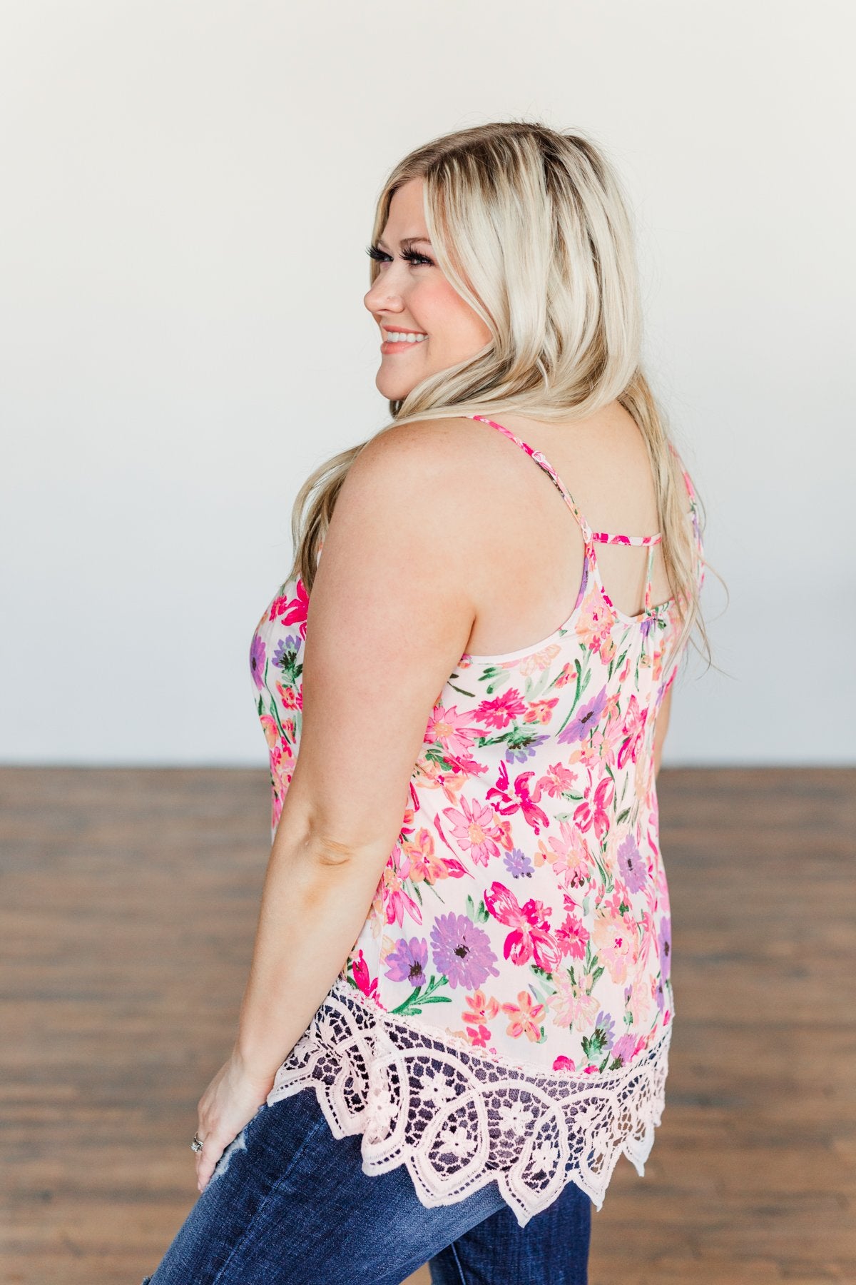Sweet Memories Floral Tank Top- Blush
