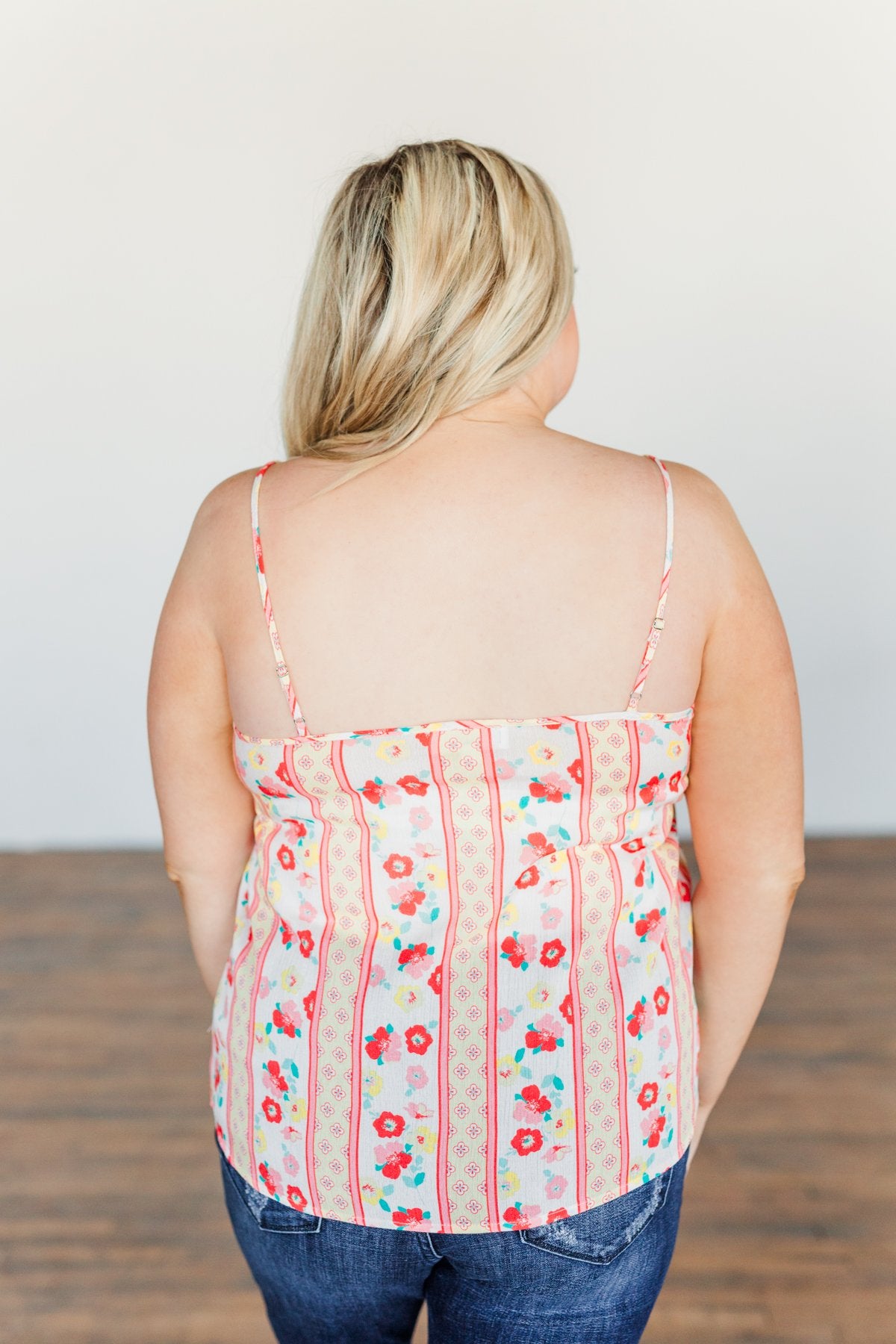 Dancing Through The Dandelions Floral Tank- Ivory, Coral, & Yellow