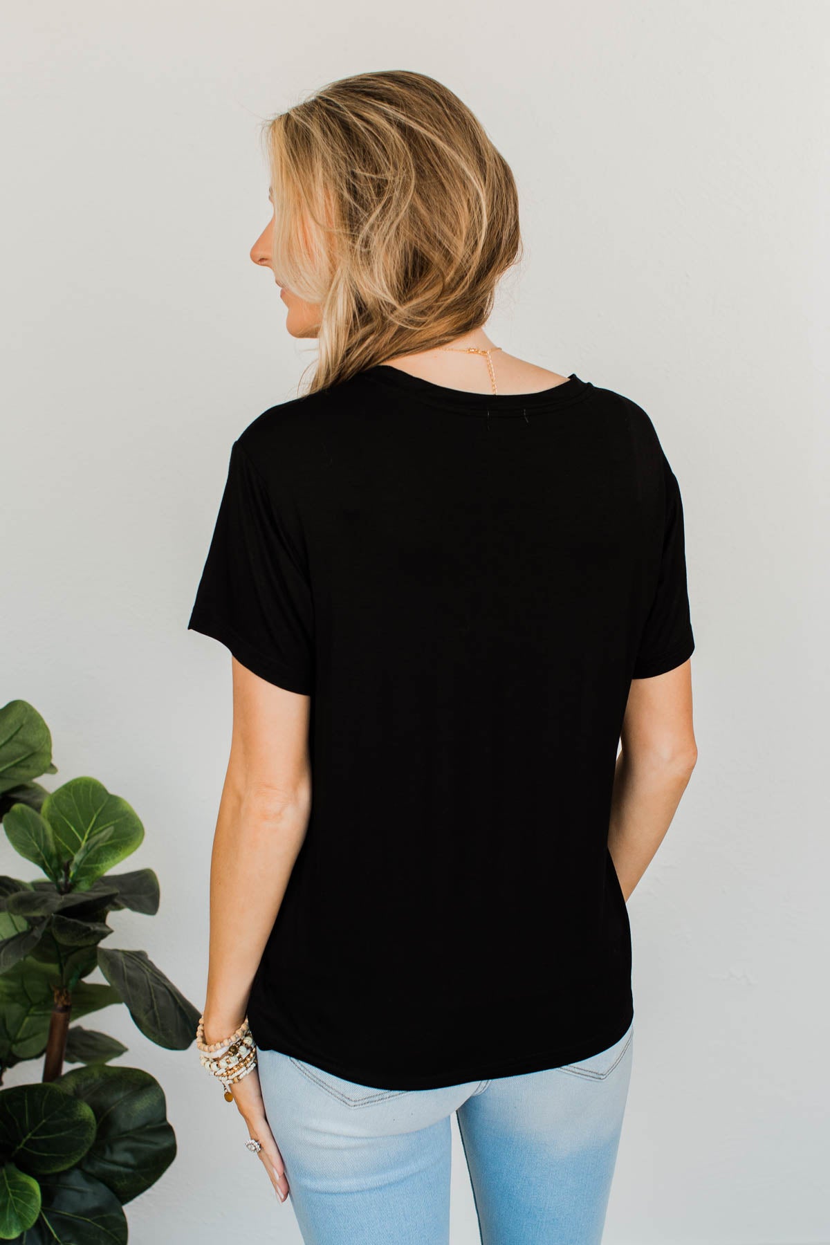 Always Essential V-Neck Top- Black