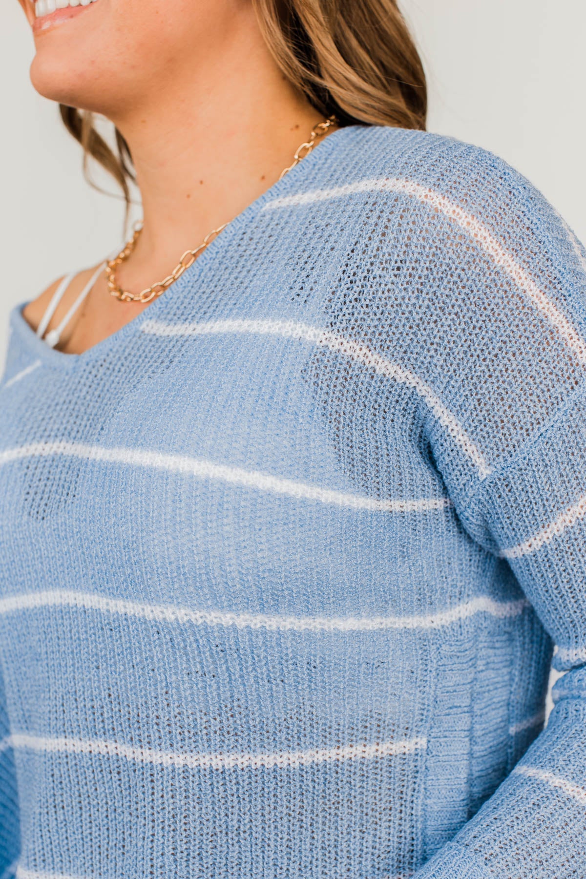 Pot Of Gold Striped Sweater- Light Blue