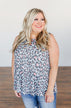 Run Wild Leopard Print Tank Top- Blue & Peach