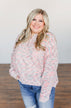 Feeling Blessed Button Knit Sweater- Ivory, Coral, & Blue