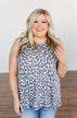 Run Wild Leopard Print Tank Top- Blue & Peach