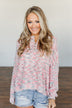 Feeling Blessed Button Knit Sweater- Ivory, Coral, & Blue