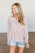 Feeling Blessed Button Knit Sweater- Ivory, Coral, & Blue