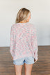 Feeling Blessed Button Knit Sweater- Ivory, Coral, & Blue