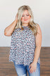 Run Wild Leopard Print Tank Top- Blue & Peach