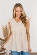Bounce In Your Step Babydoll Knit Top- Oatmeal