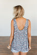 Run Wild Leopard Print Tank Top- Blue & Peach