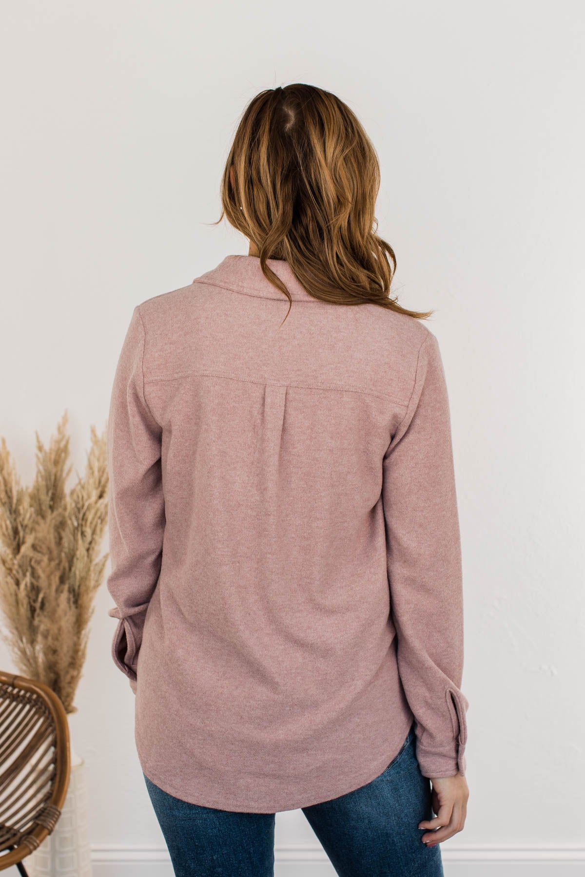 Thread & Supply Free Falling Lightweight Button Down Jacket- Blush