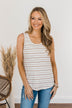 Can't Change My Stripes Ribbed Tank- Brick & Ivory