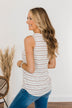 Can't Change My Stripes Ribbed Tank- Brick & Ivory