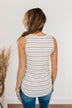 Can't Change My Stripes Ribbed Tank- Brick & Ivory