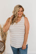 Can't Change My Stripes Ribbed Tank- Brick & Ivory