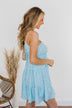 Watching Petals Fall Floral Dress- Light Blue