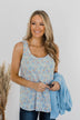 Morning Meadows Floral Tank- Blue & Coral