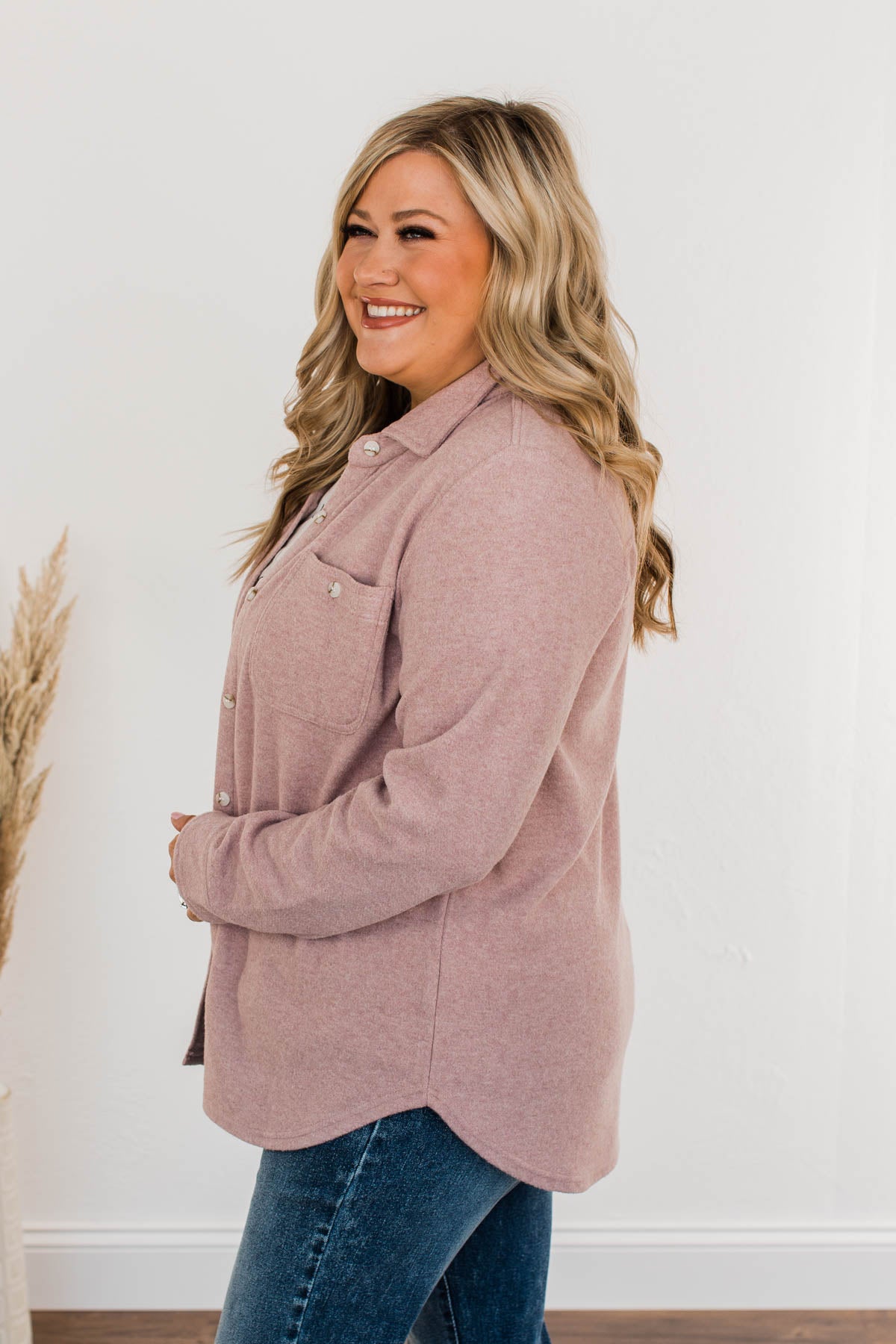 Thread & Supply Free Falling Lightweight Button Down Jacket- Blush