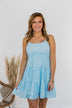 Watching Petals Fall Floral Dress- Light Blue
