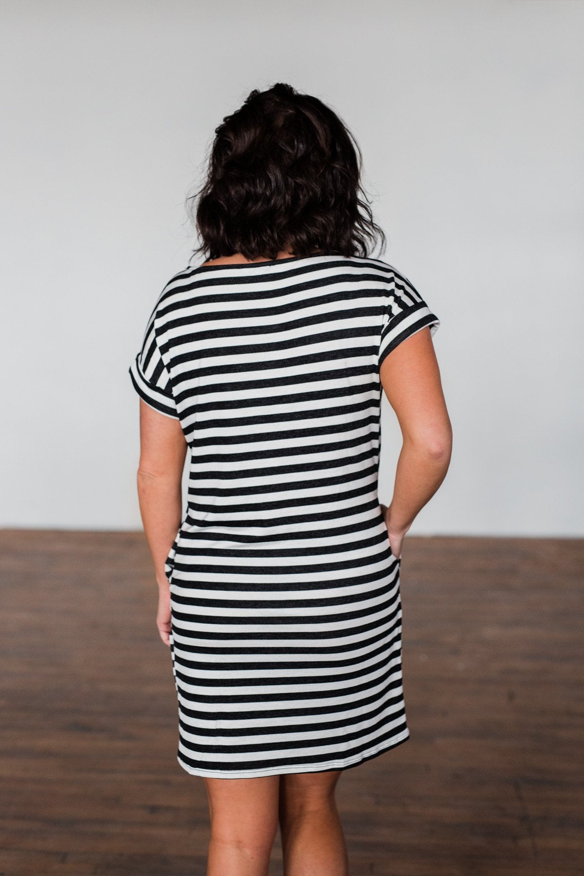 striped black and white t shirt dress Black and White Striped T-Shirt Dress Barnberry Lane