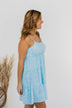 Watching Petals Fall Floral Dress- Light Blue