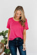 Start My Day Short Sleeve Top- Hot Pink