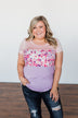 Floral Fragrances Color Block Top- Pink & Purple