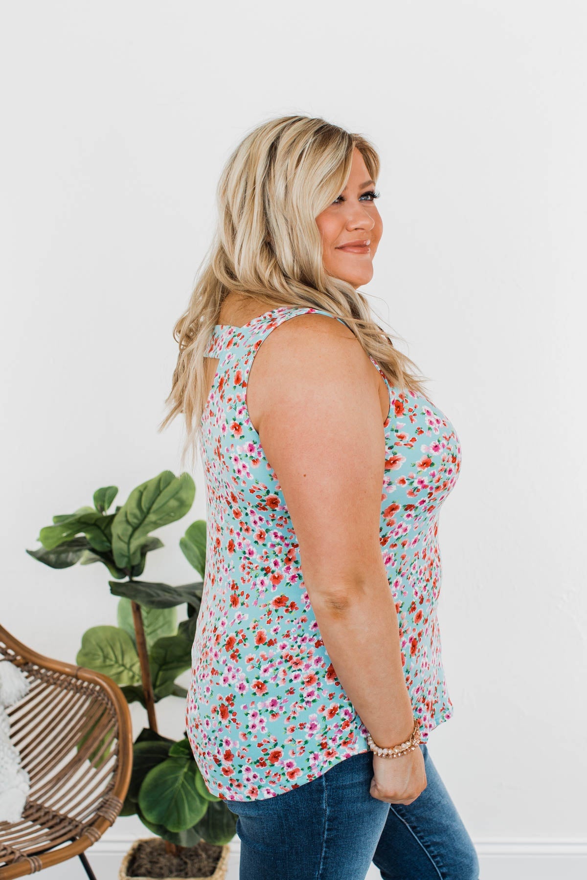 Cricket Chirps Floral Tank- Sky Blue