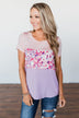 Floral Fragrances Color Block Top- Pink & Purple