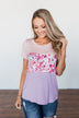 Floral Fragrances Color Block Top- Pink & Purple