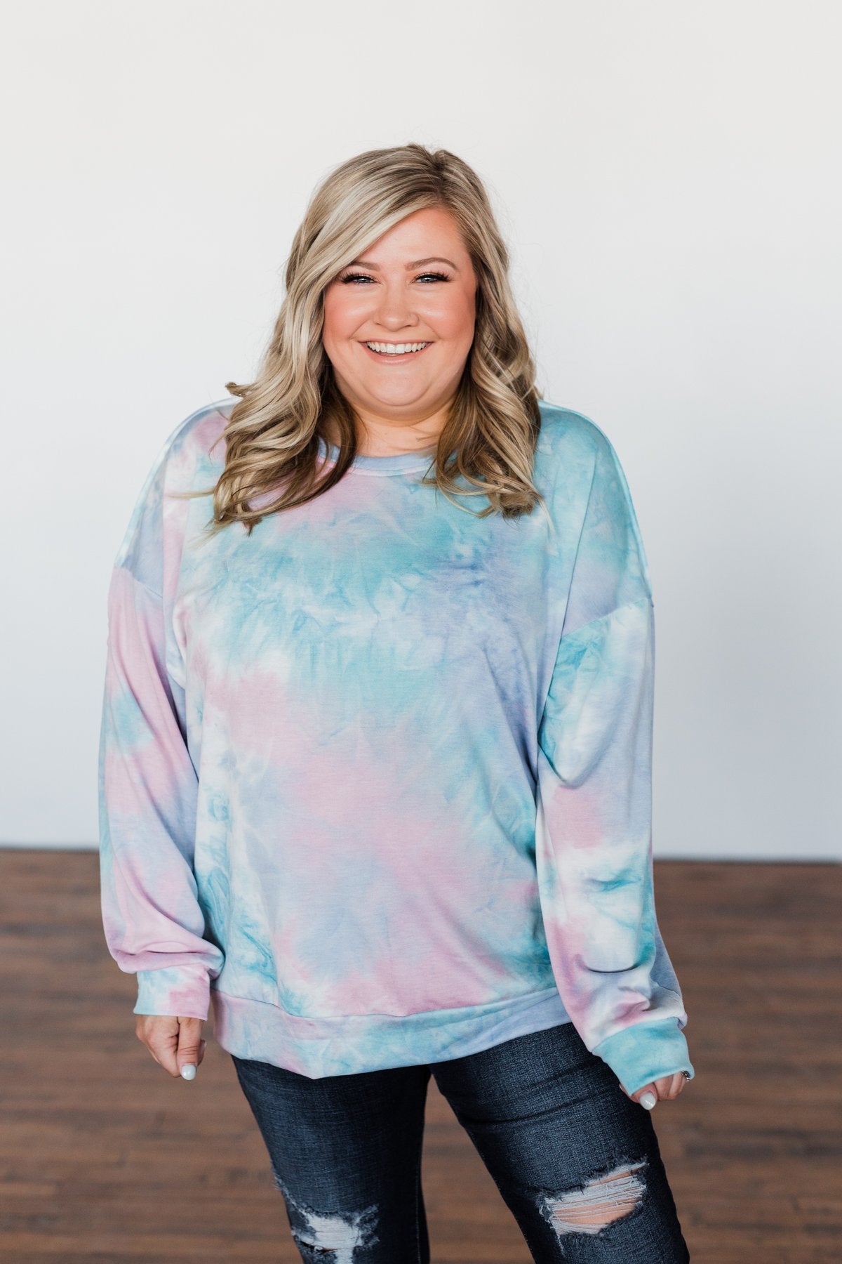 Tie Dye Pullover Top- Pink, Blue, & Purple