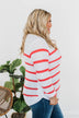 Cool Breezes Striped Sweater- Coral & Ivory