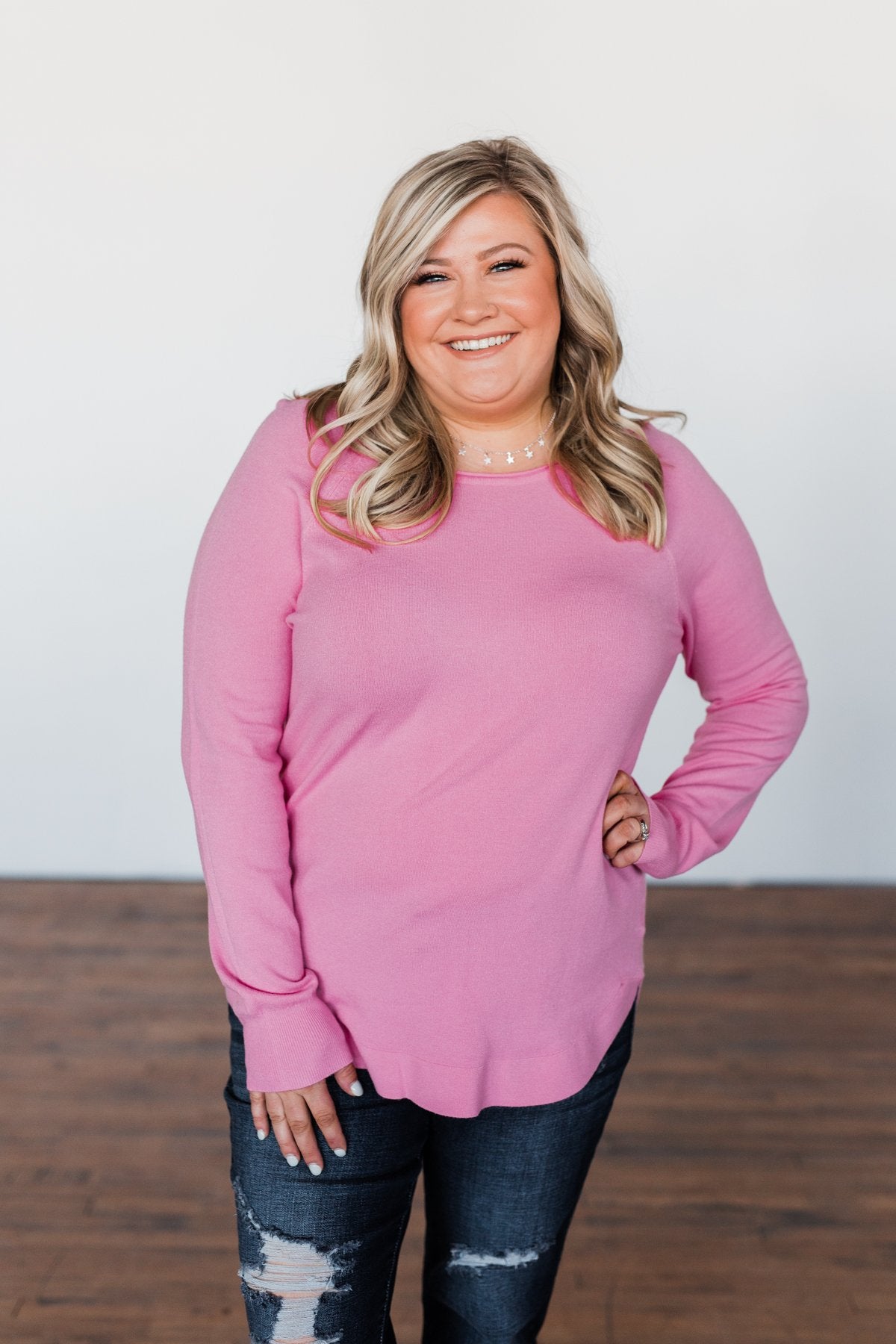 Butter Me Up Sweater- Bubblegum Pink