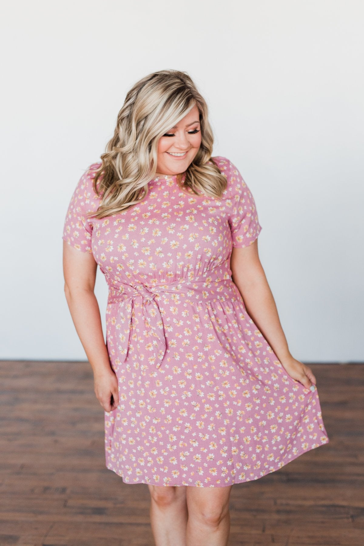 Make A Way Floral Short Sleeve Dress- Dusty Pink