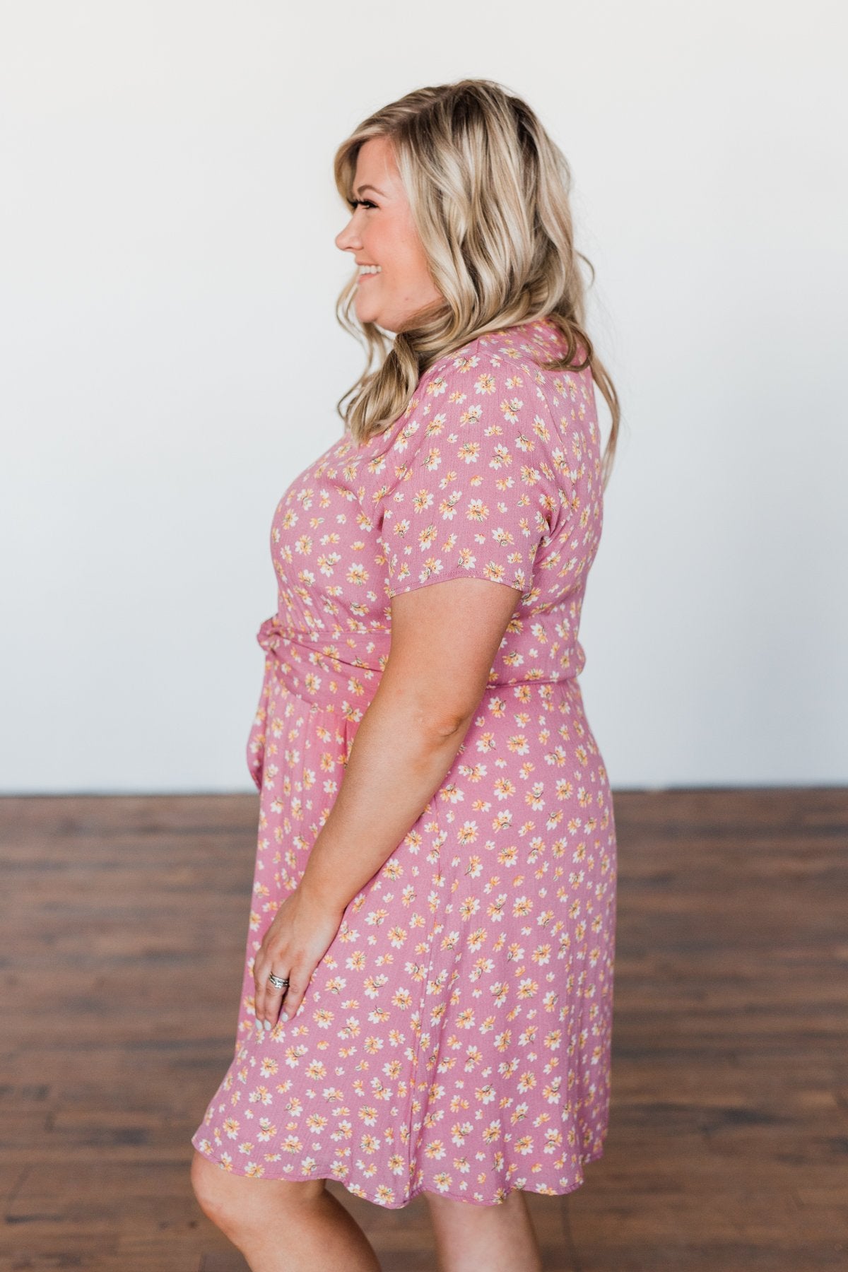 Make A Way Floral Short Sleeve Dress- Dusty Pink