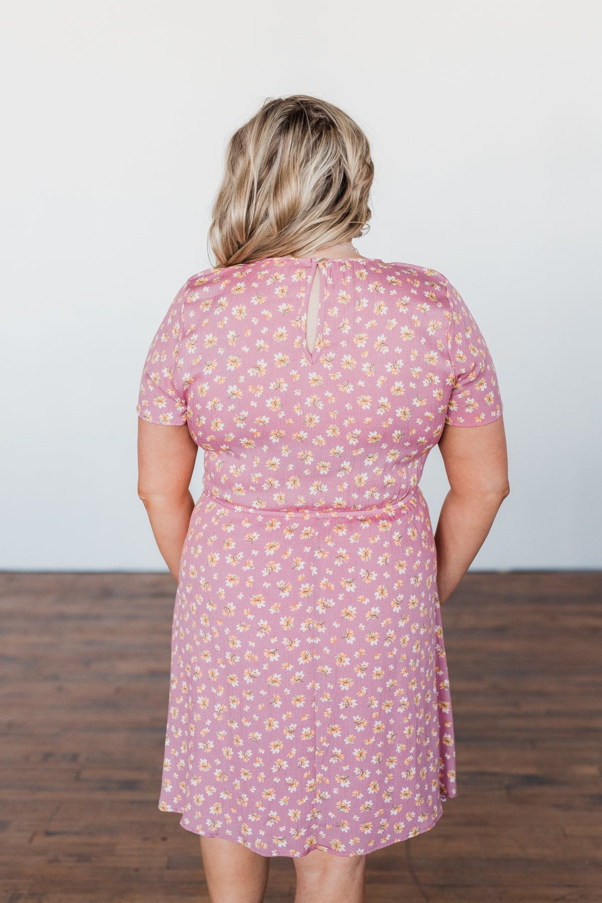 Make A Way Floral Short Sleeve Dress- Dusty Pink