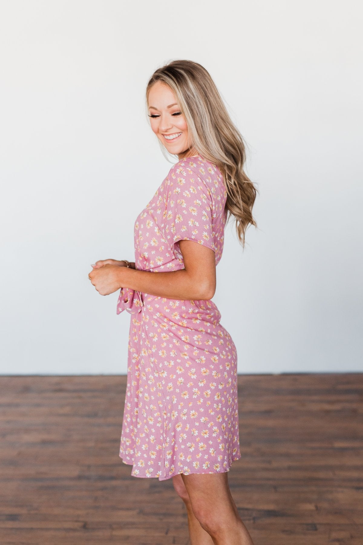 Make A Way Floral Short Sleeve Dress- Dusty Pink