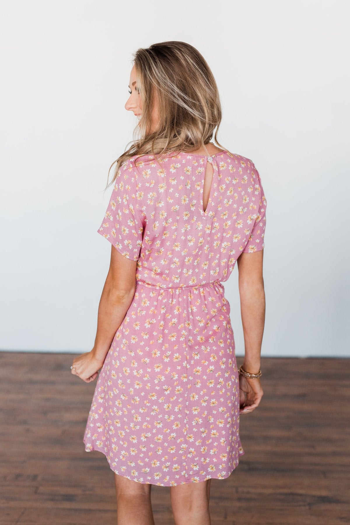 Make A Way Floral Short Sleeve Dress- Dusty Pink