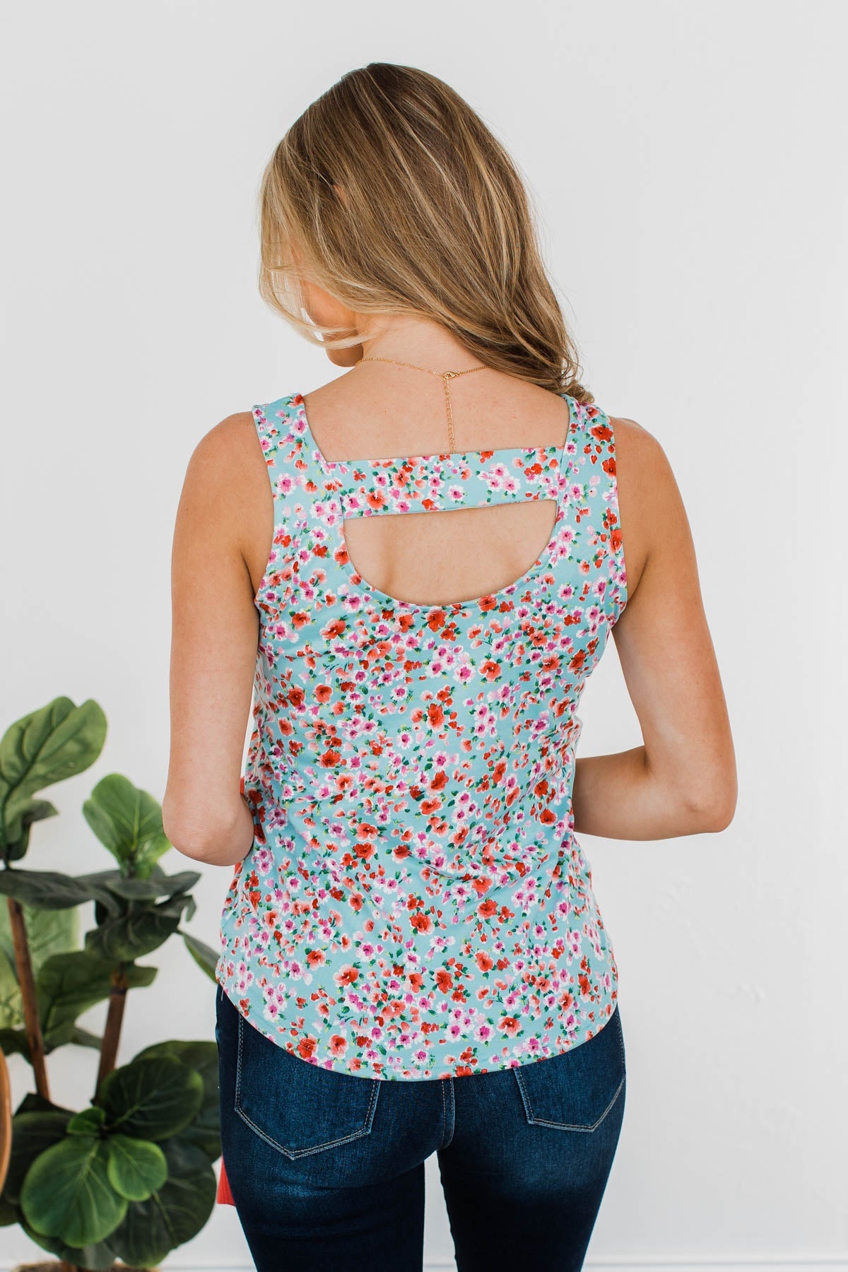 Cricket Chirps Floral Tank- Sky Blue