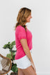 Start My Day Short Sleeve Top- Hot Pink
