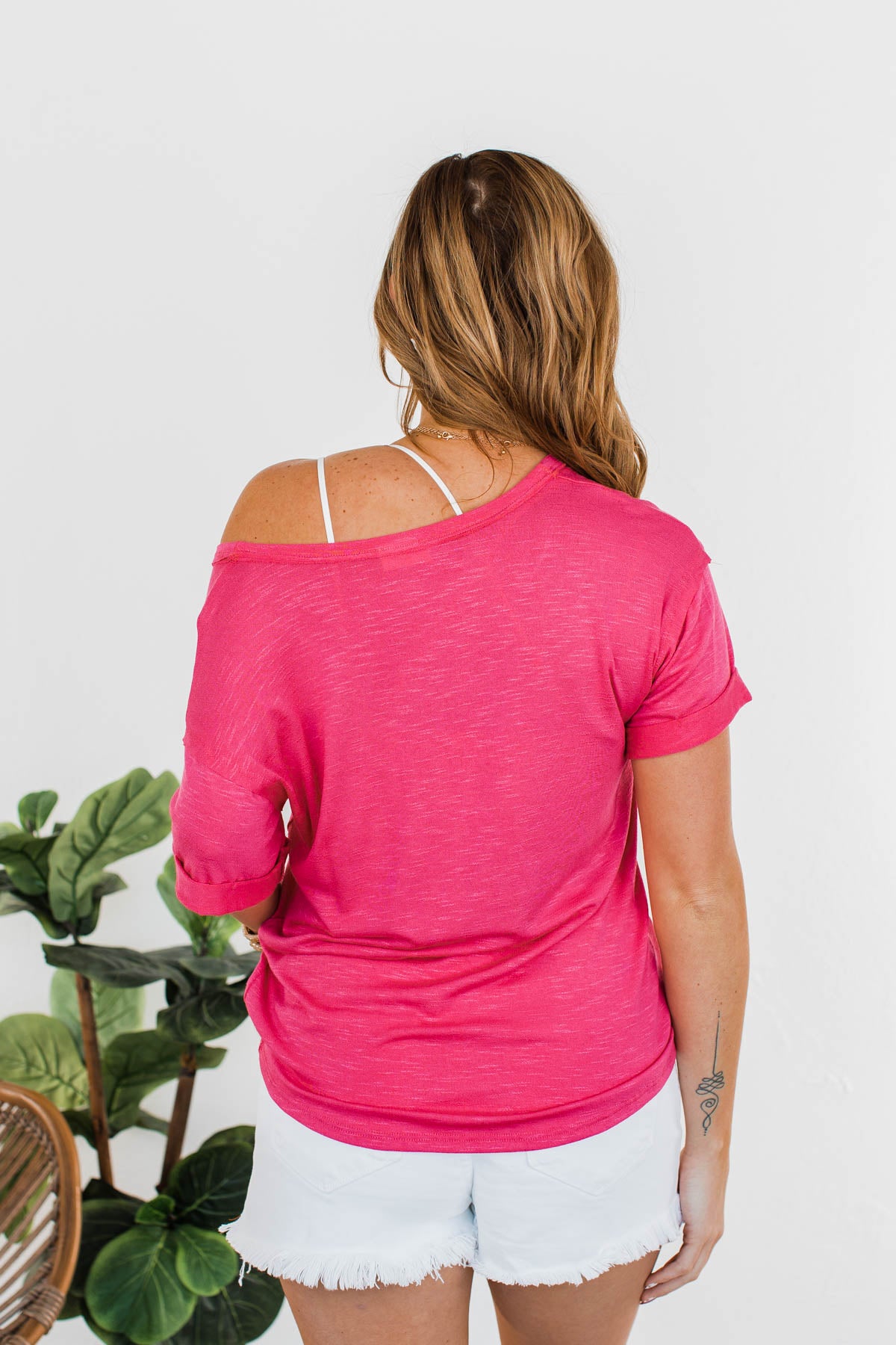 Start My Day Short Sleeve Top- Hot Pink