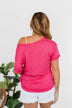 Start My Day Short Sleeve Top- Hot Pink