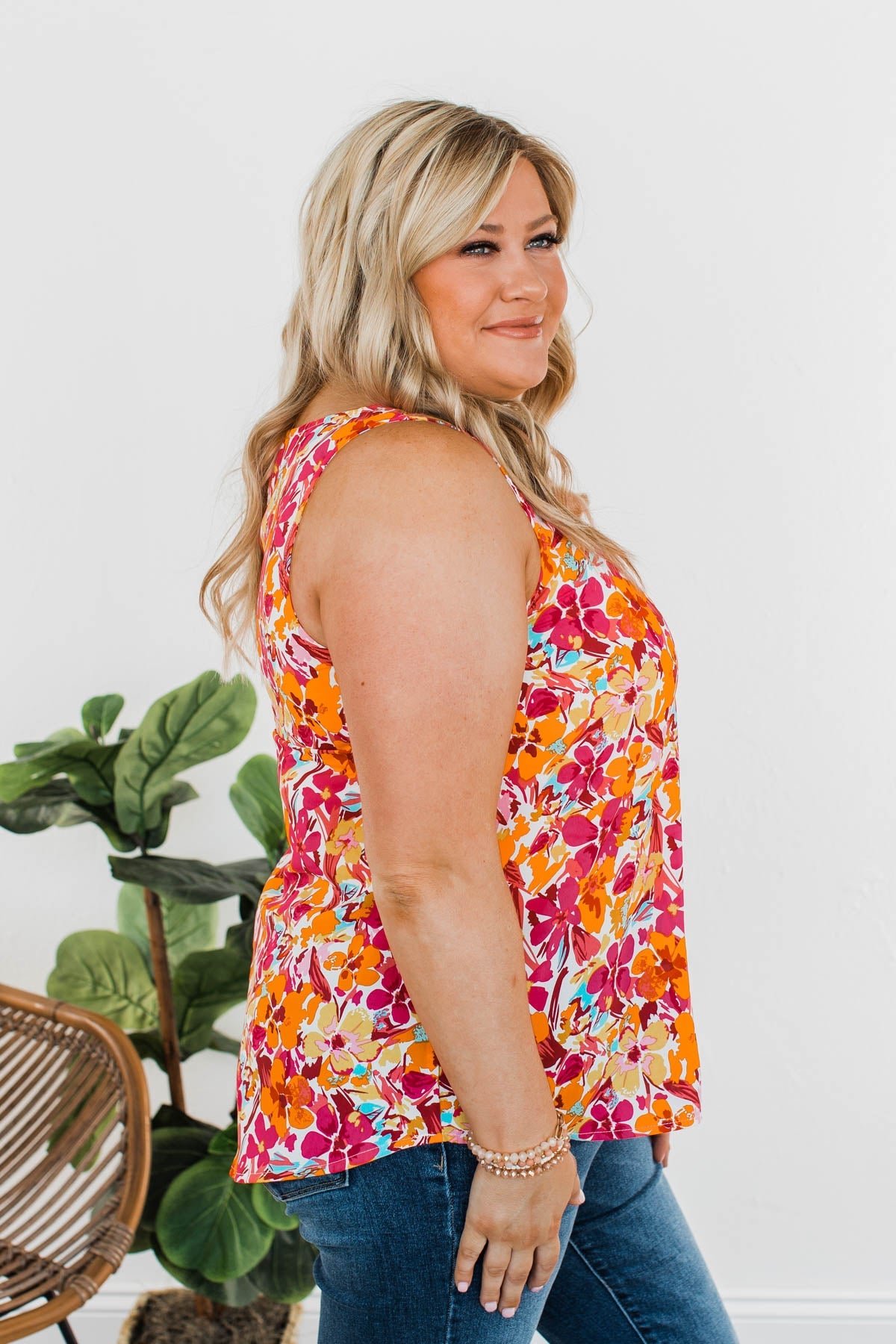 Afternoon Delight Floral Tank- Fuchsia