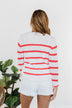 Cool Breezes Striped Sweater- Coral & Ivory