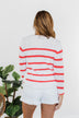 Cool Breezes Striped Sweater- Coral & Ivory