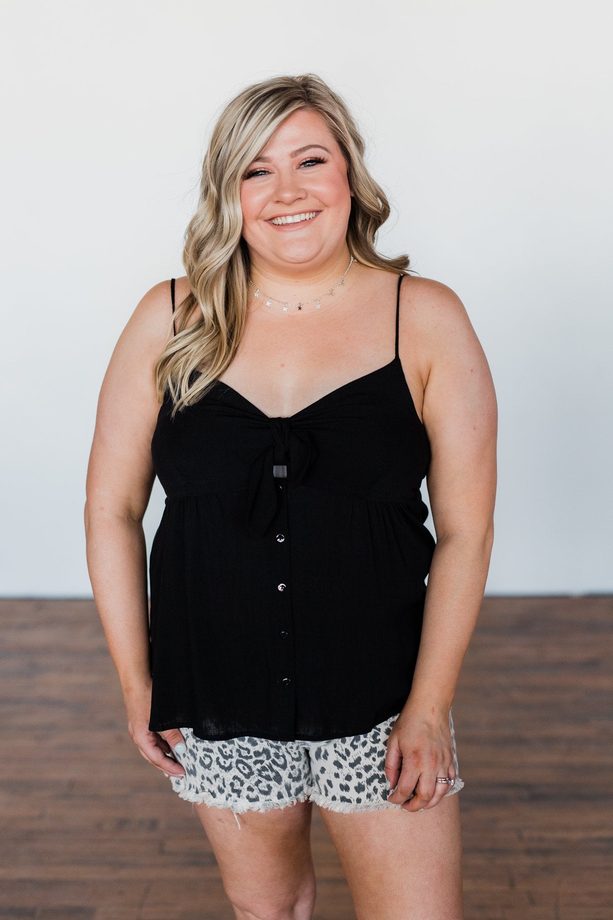Better Than I Was Bow Tie Tank Top- Black