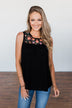Thinking About Us Floral Crochet Tank Top- Black
