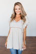 Be Set Free Lace Babydoll Top- Sand