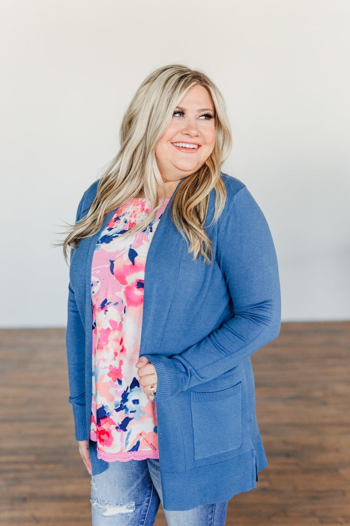 Time To Be Alive Drape Cardigan- Denim