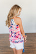 Don't You Wanna Dance Floral Tank Top- Pink, Coral, & Navy