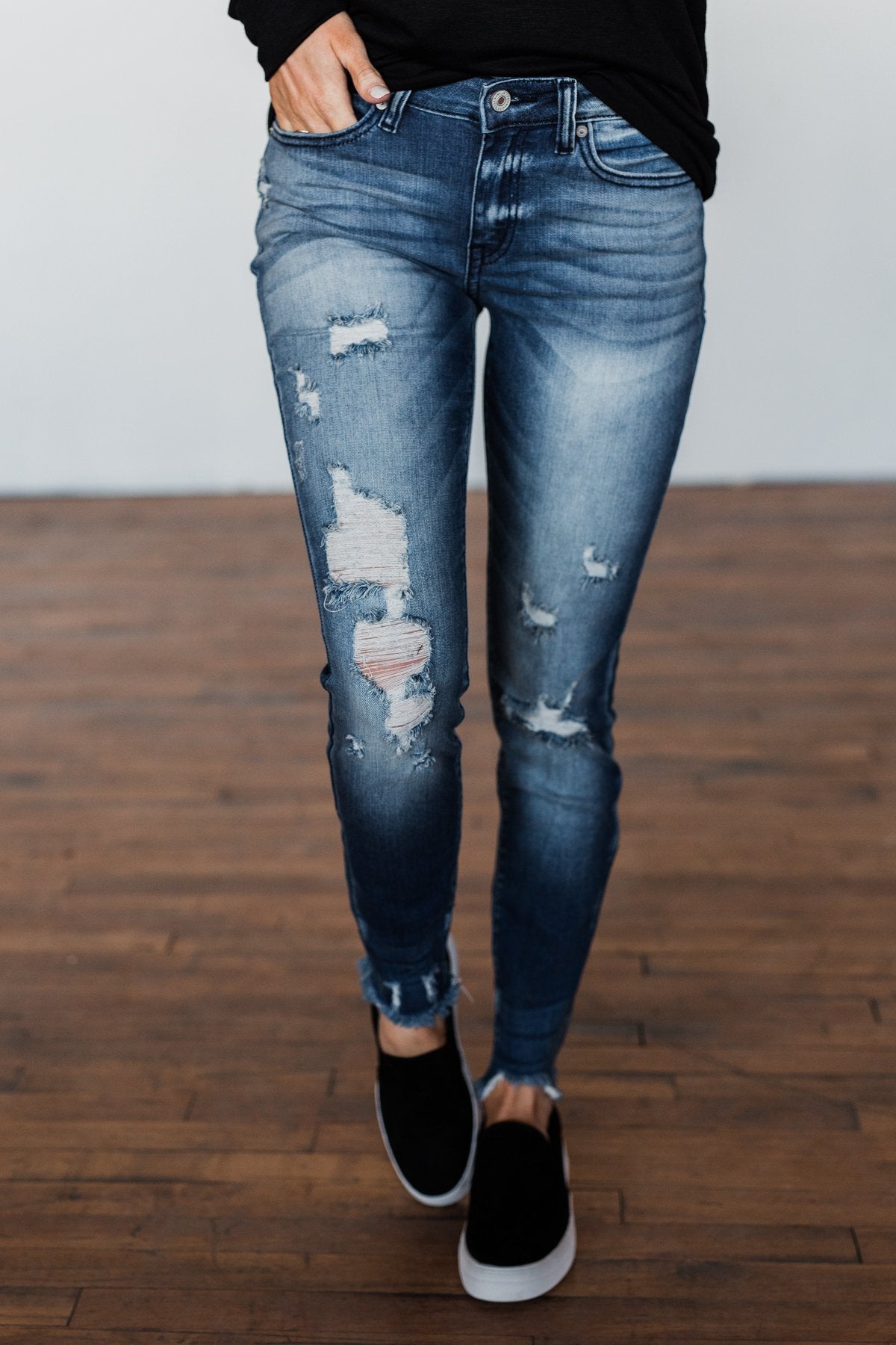 KanCan Raw Hem Skinny Jeans- Wendy Wash